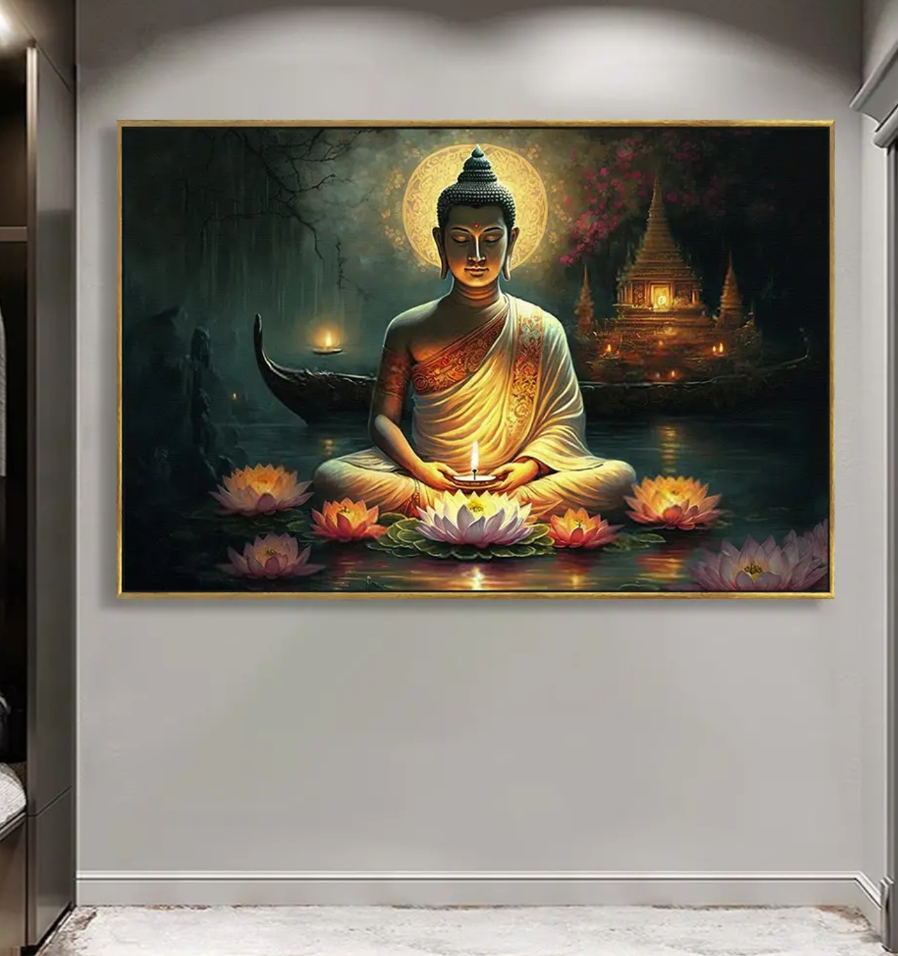 YF Majestic Divine Night Buddha Canvas Painting