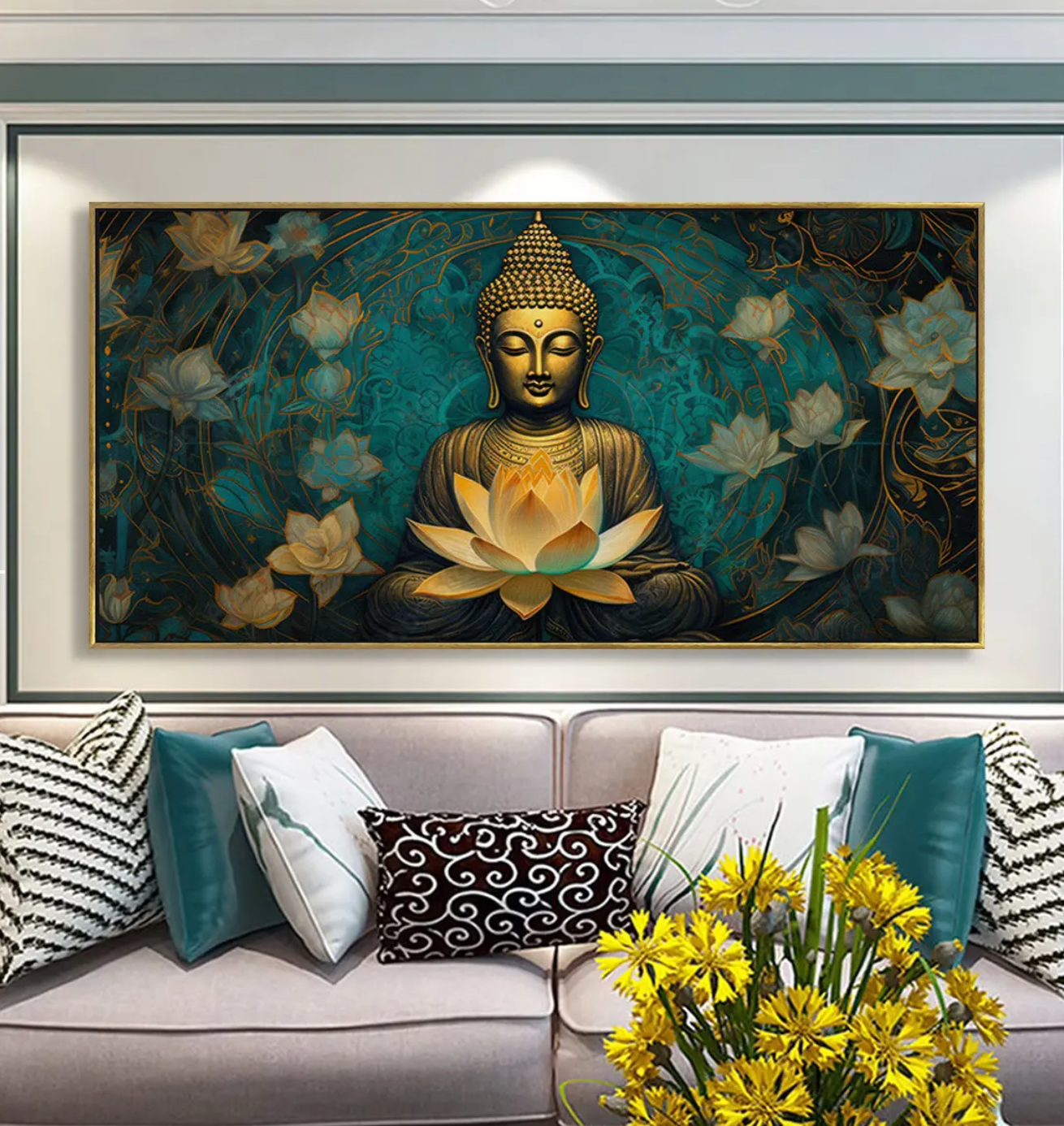 YF Golden Lotus Awakening Painting on Canvas