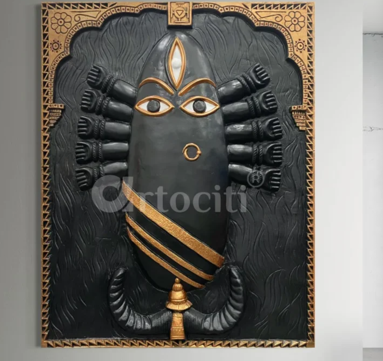 4X3 Feet Linga Bhairavi 3D Relief Mural Wall Art