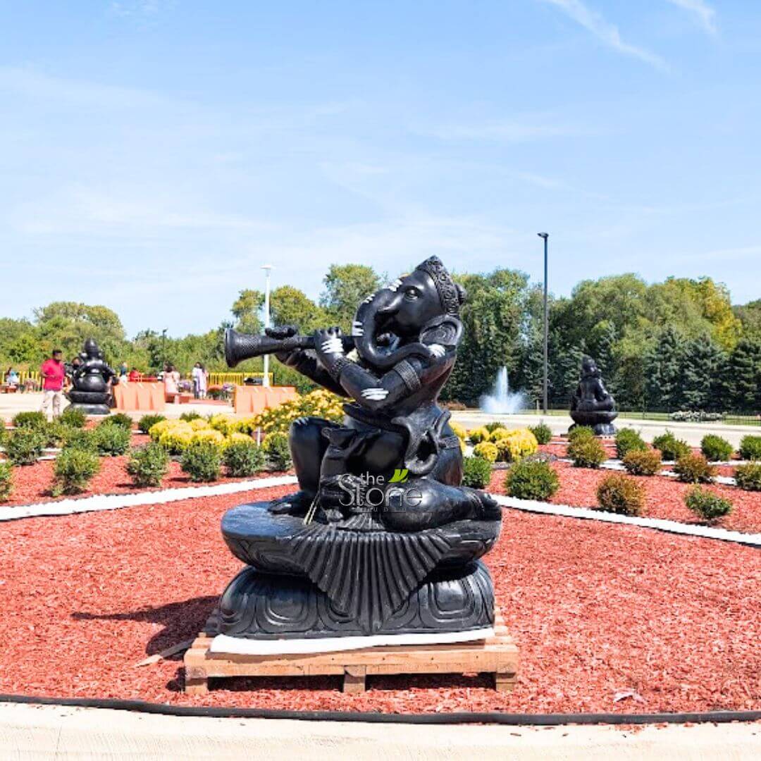 Large Stone Ganesha Playing Shehnai 60″