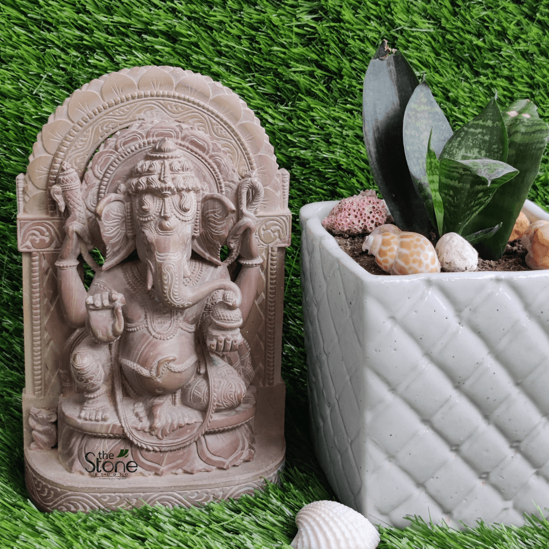 Stone Ganesh Statue 8″