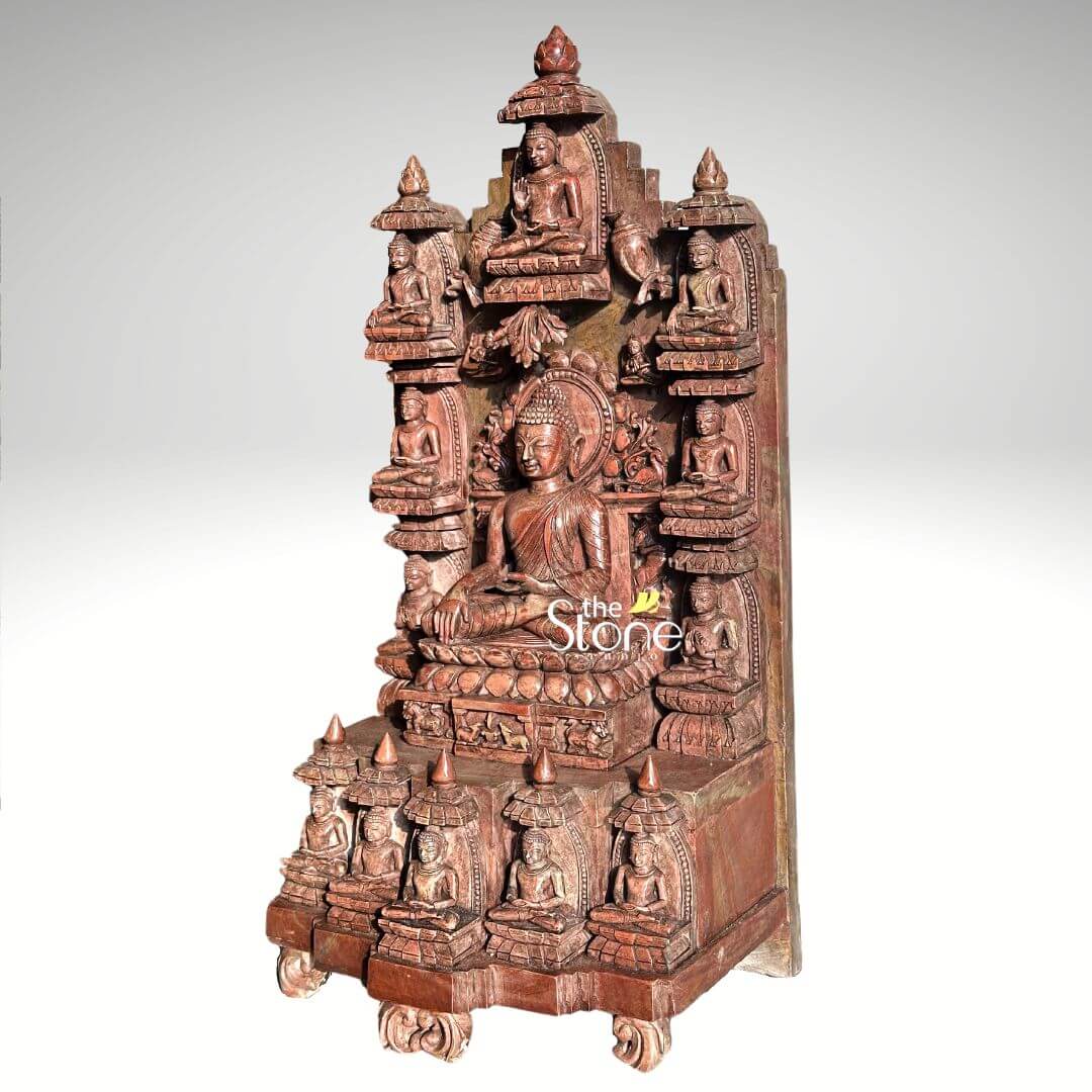 Buddha Pink Stone Gift Statue 1ft