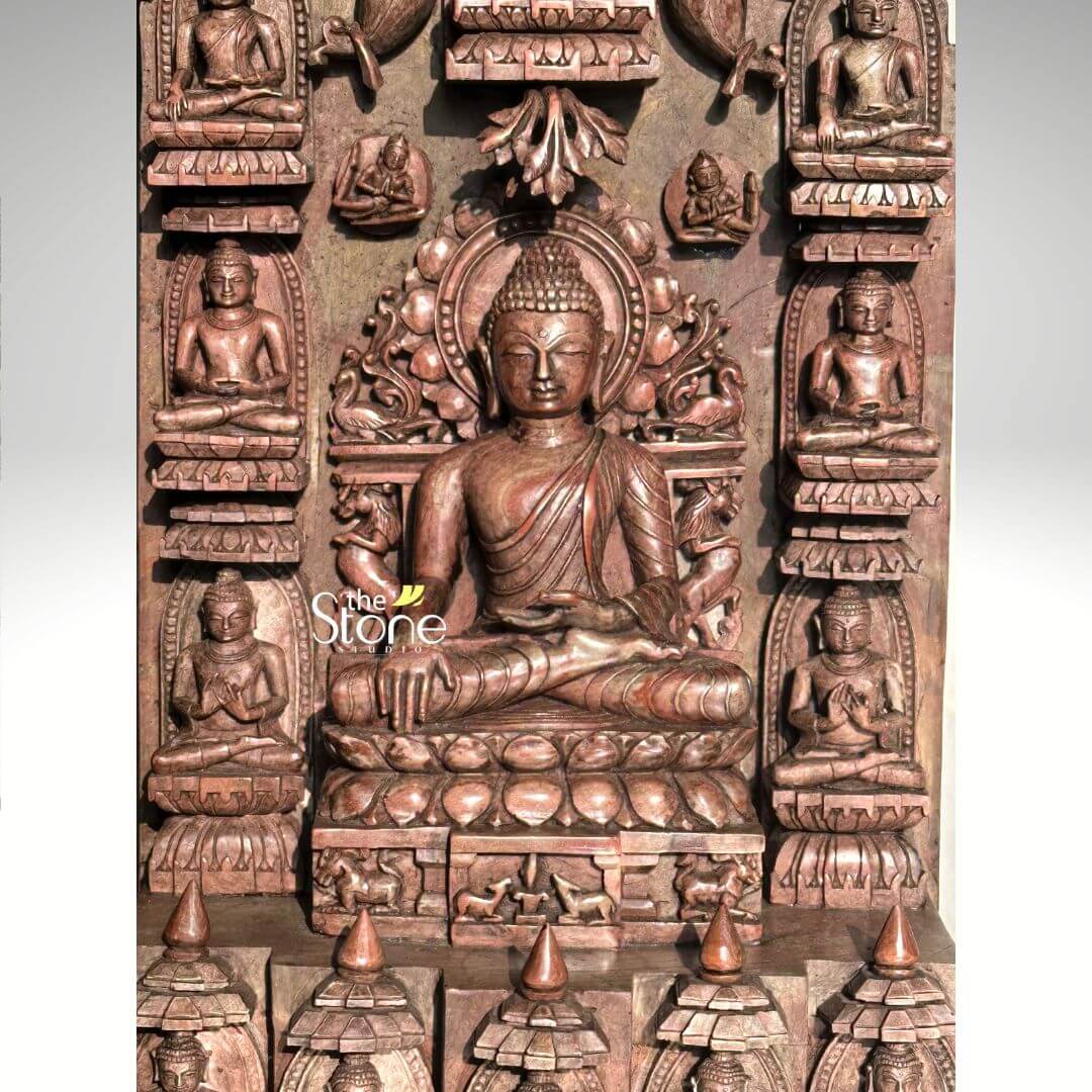 Buddha Pink Stone Gift Statue 1ft