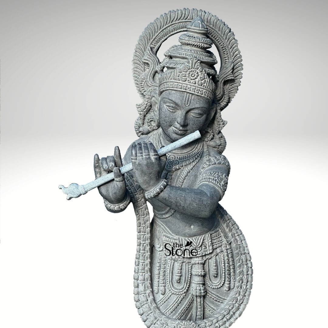 Black Stone Krishna Statue 3.5ft
