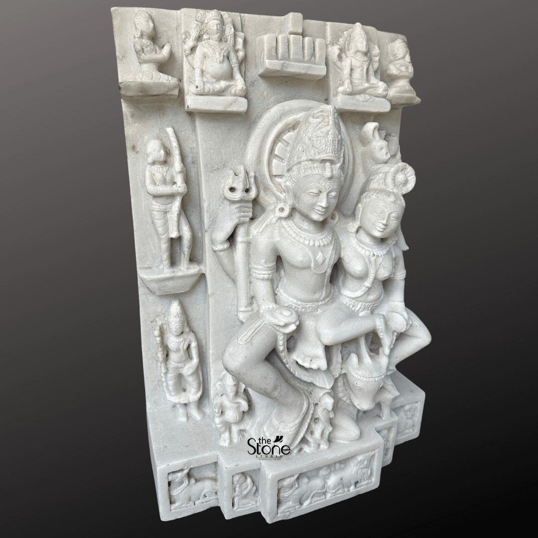 Shiv Parvati Marble Statue 24″