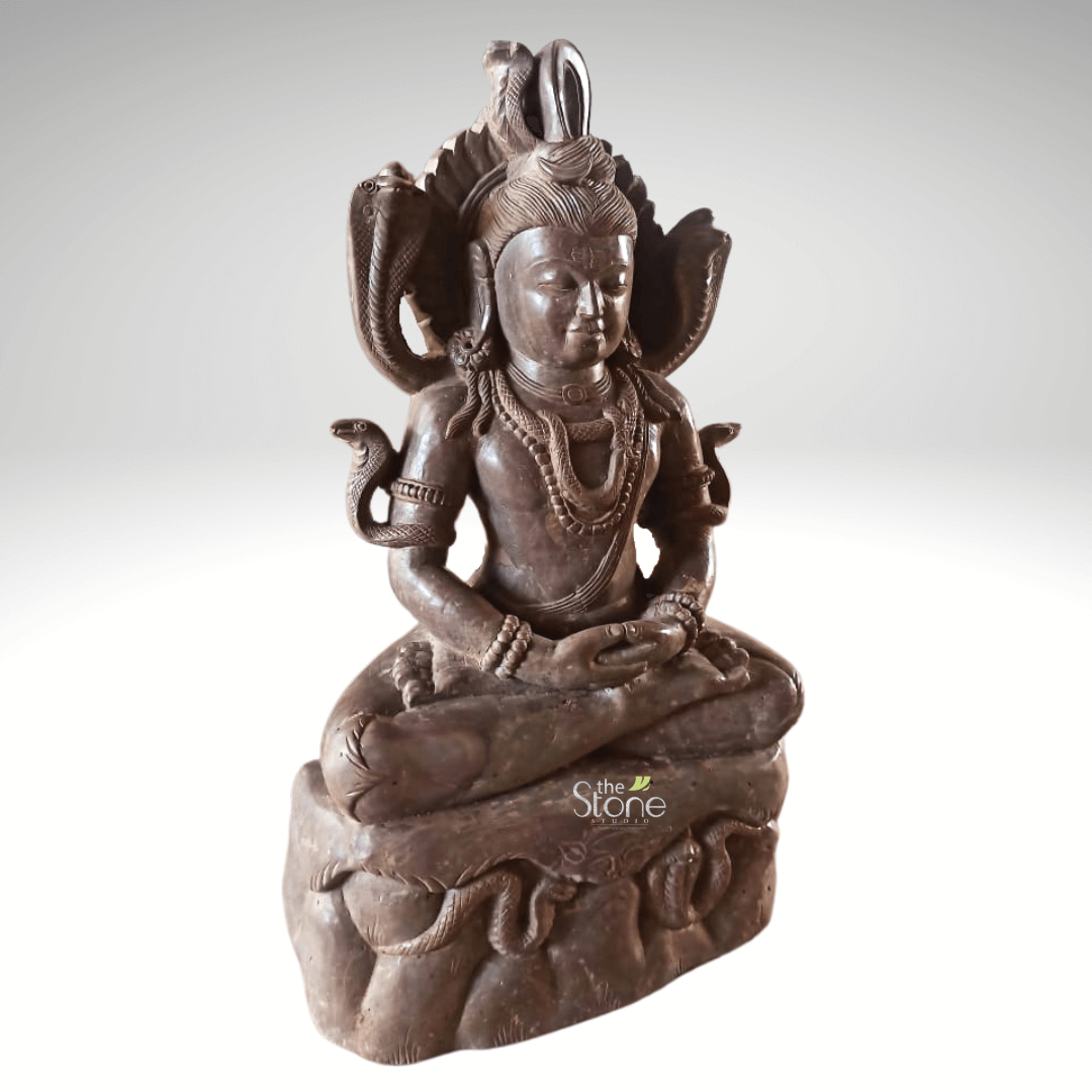 Shiva Statue in Soap Stone Sitting Position 12″