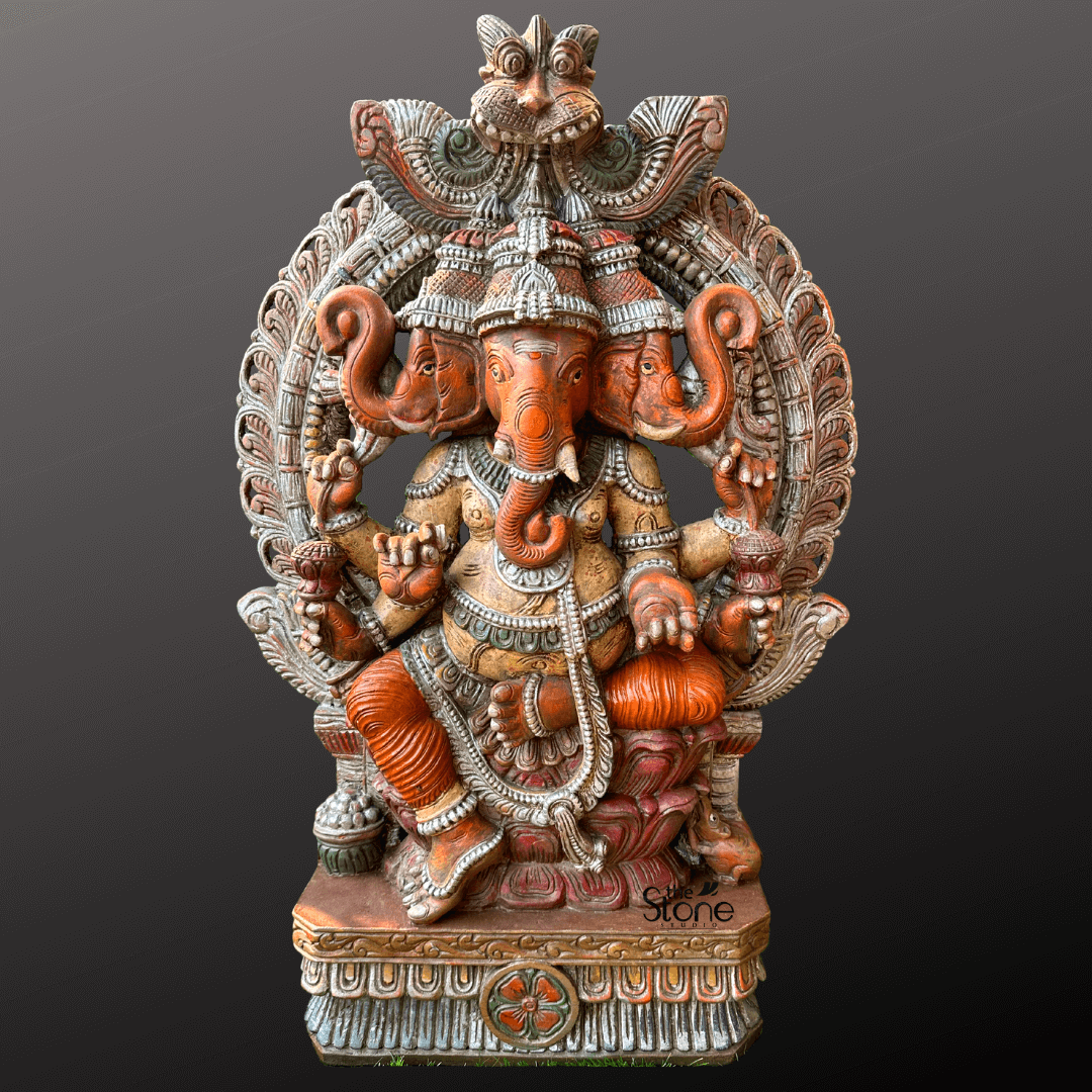 Tri-Mukha Ganesha Statue 3ft
