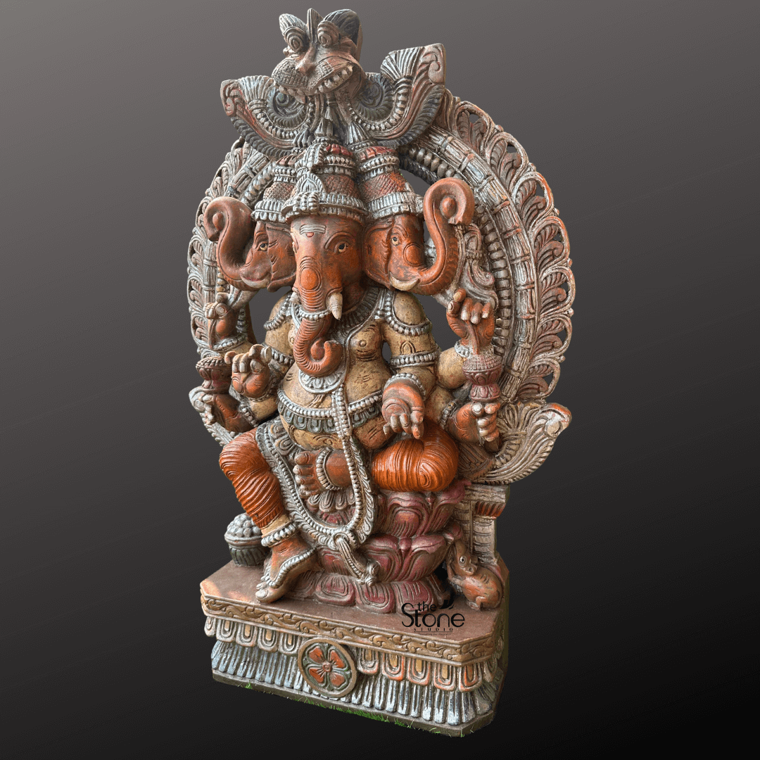 Tri-Mukha Ganesha Statue 3ft