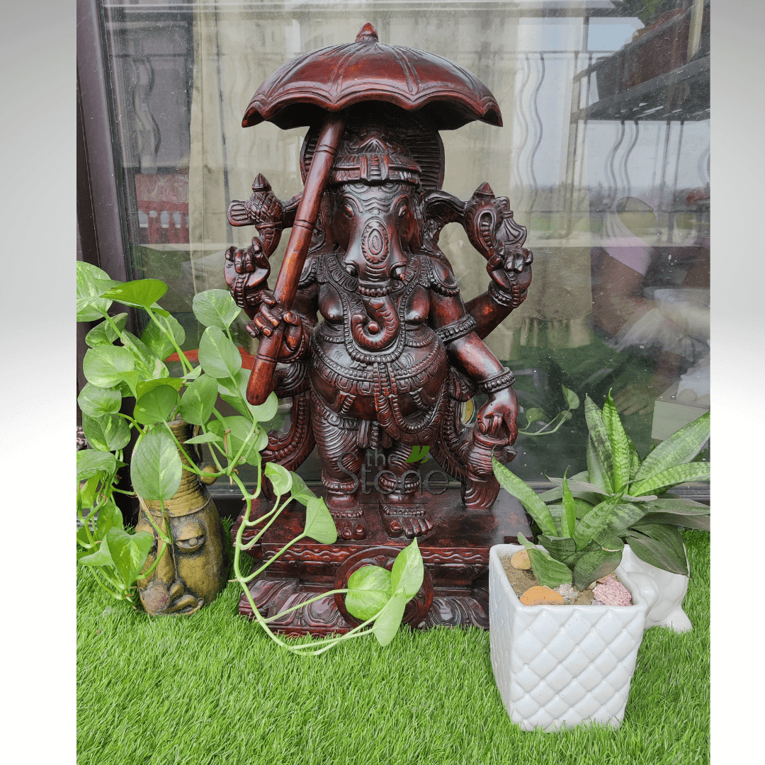 Wooden Vinayagar Statue 2ft