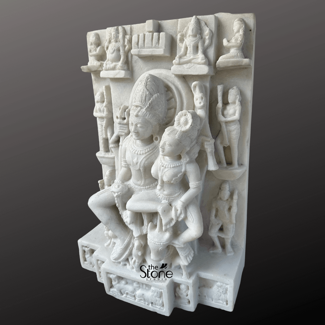 Shiv Parvati Marble Statue 24″