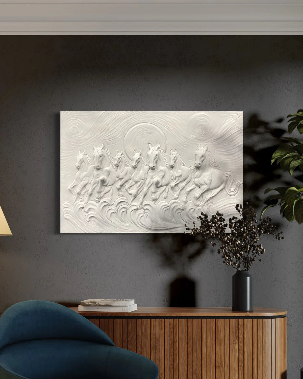 The 7 Horses 3D Relief Wall Mural