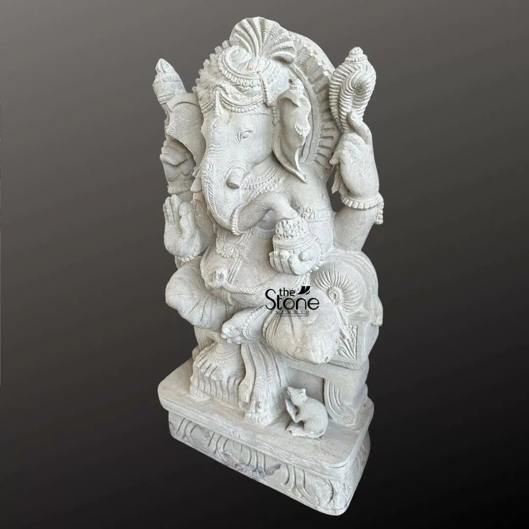 White Sandstone Ganesha Statue 2.5ft
