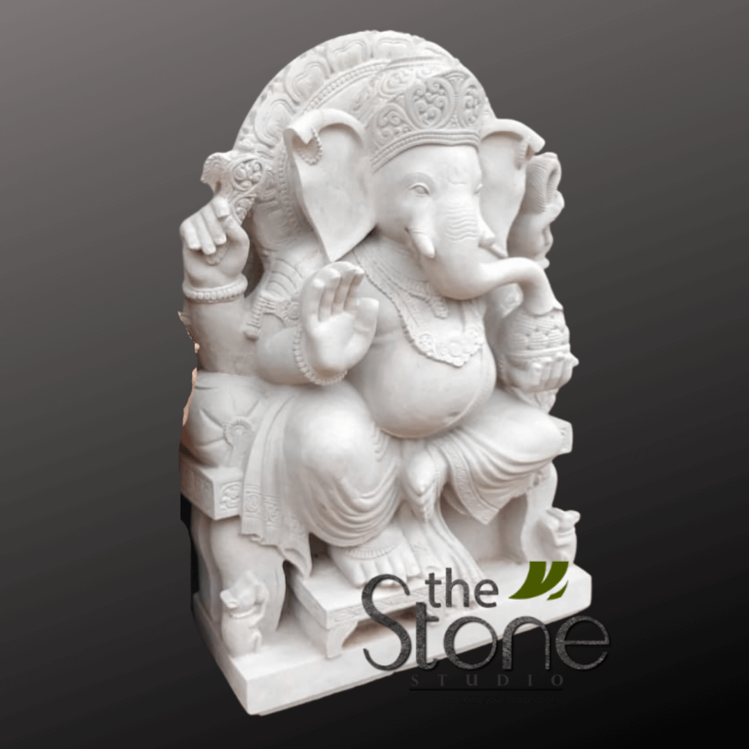 White Ganesh Murti 3′