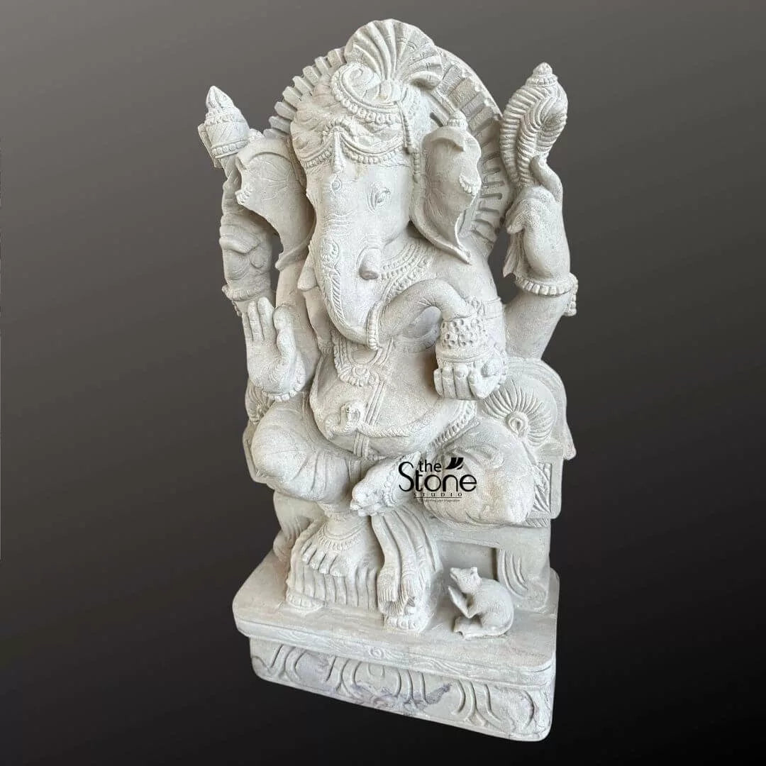White Sandstone Ganesha Statue 2.5ft