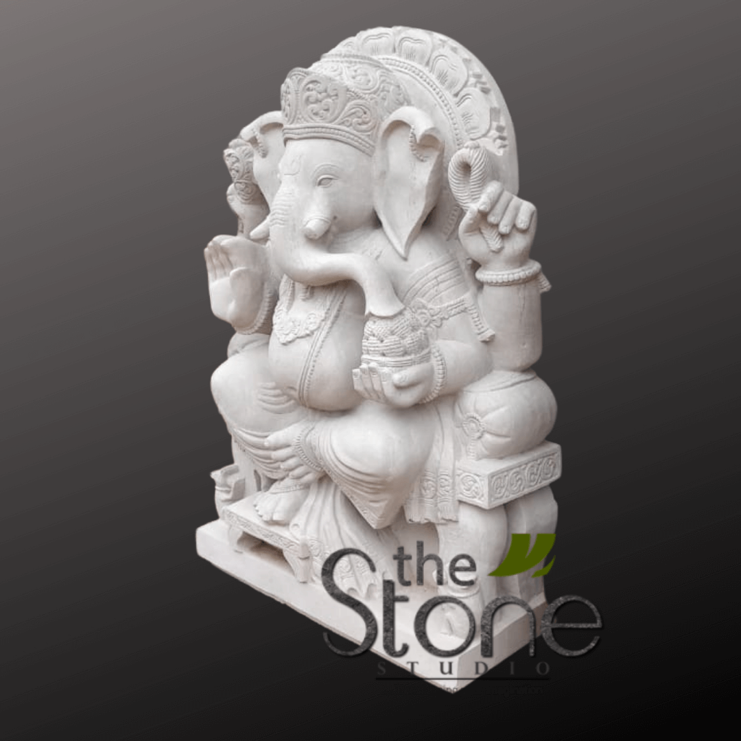 White Ganesh Murti 3′