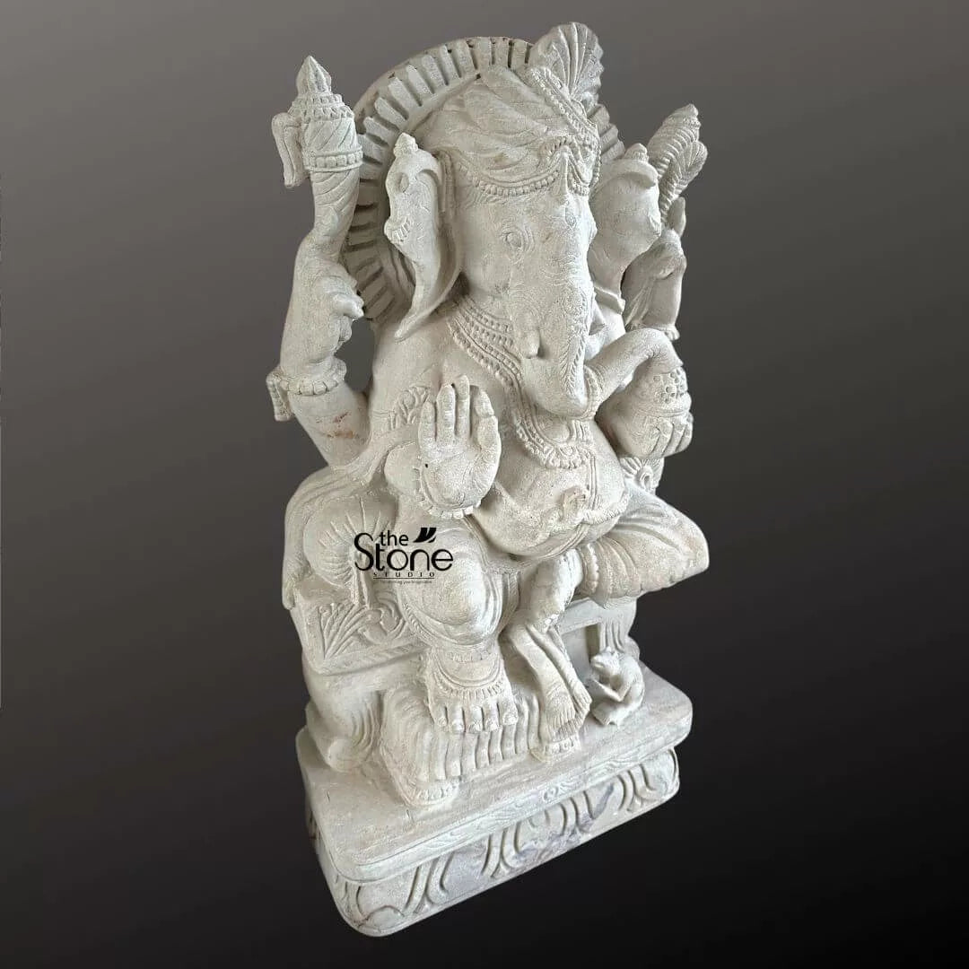 White Sandstone Ganesha Statue 2.5ft