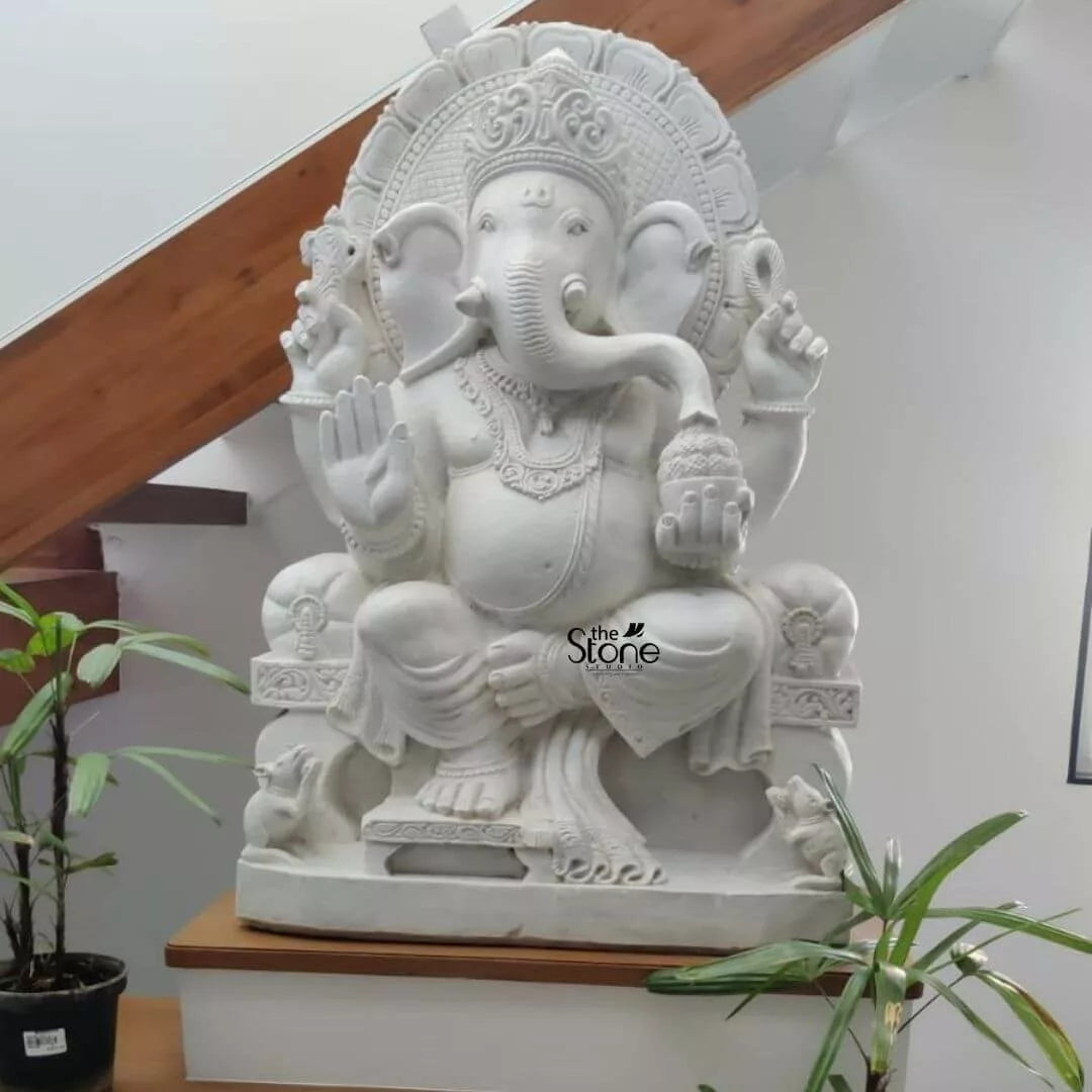 White Ganesh Murti 3′