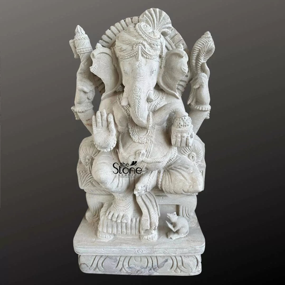 White Sandstone Ganesha Statue 2.5ft