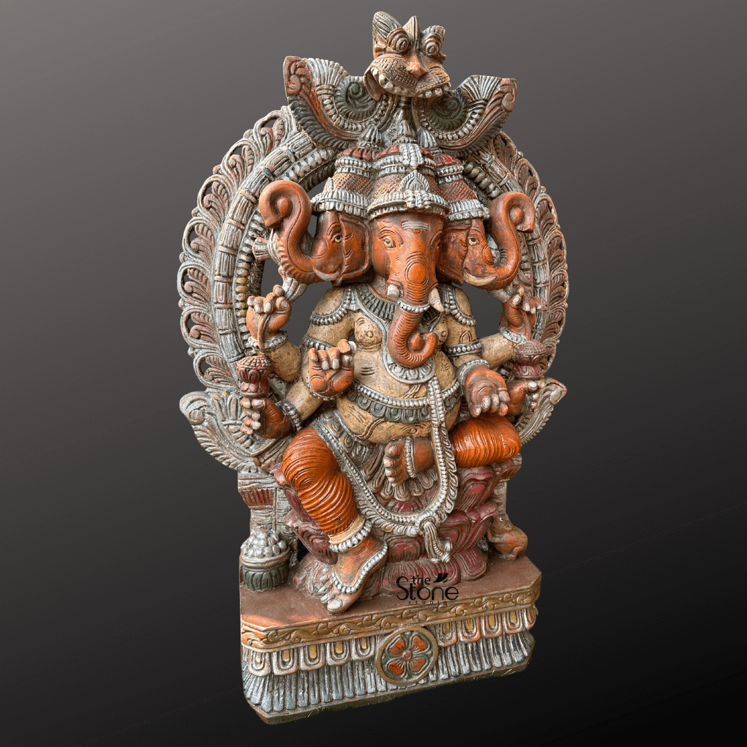 Tri-Mukha Ganesha Statue 3ft