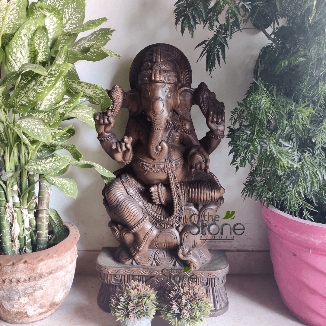 Wooden Ganesh Statue 3 feet