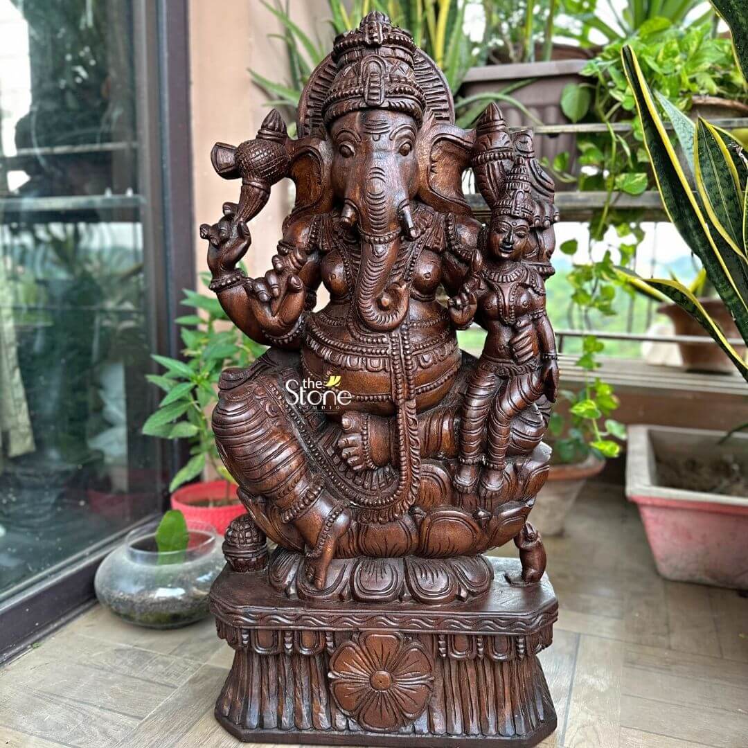 Lord Ganesha With Consort Statue 3ft