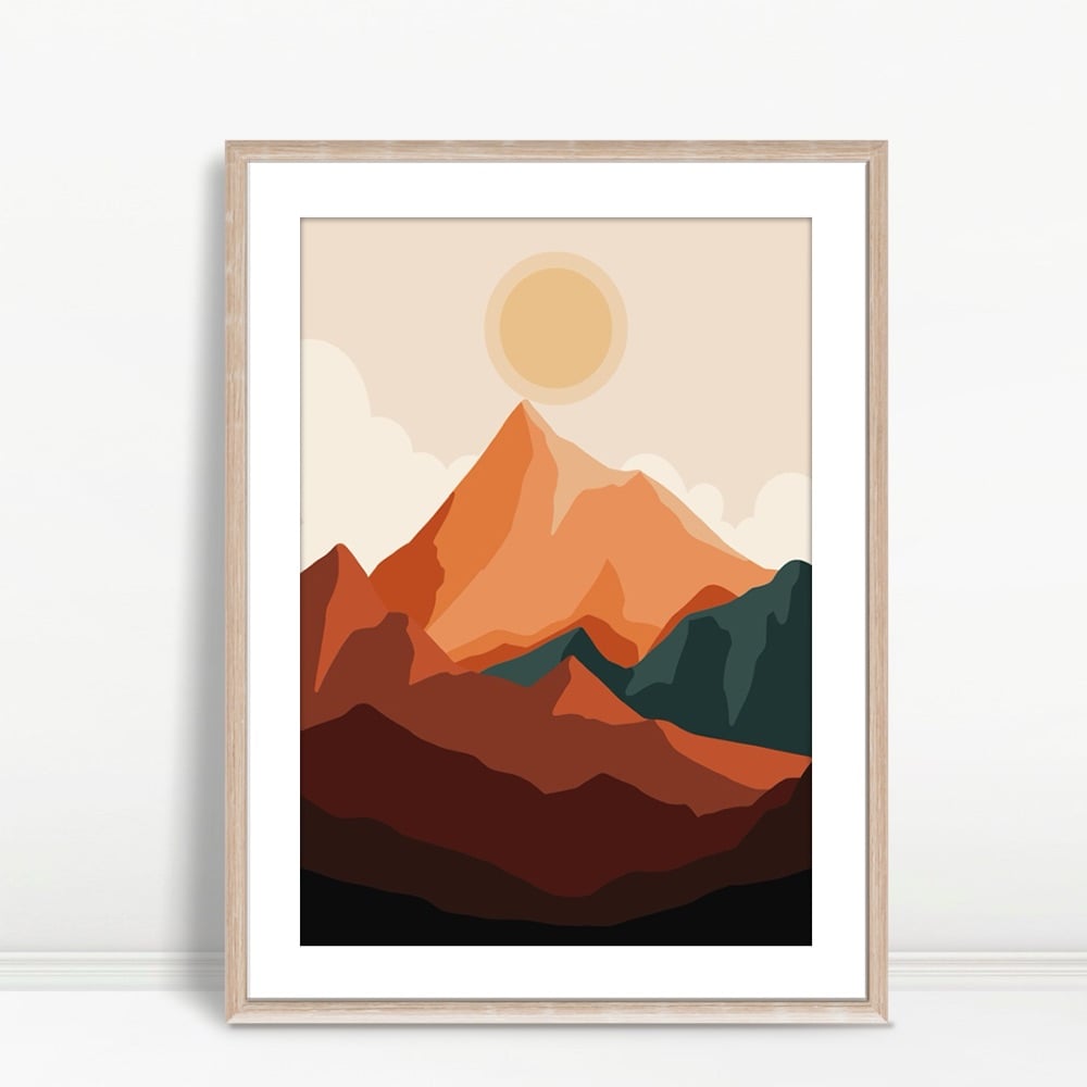 YF Bold Red Mountains with Sun