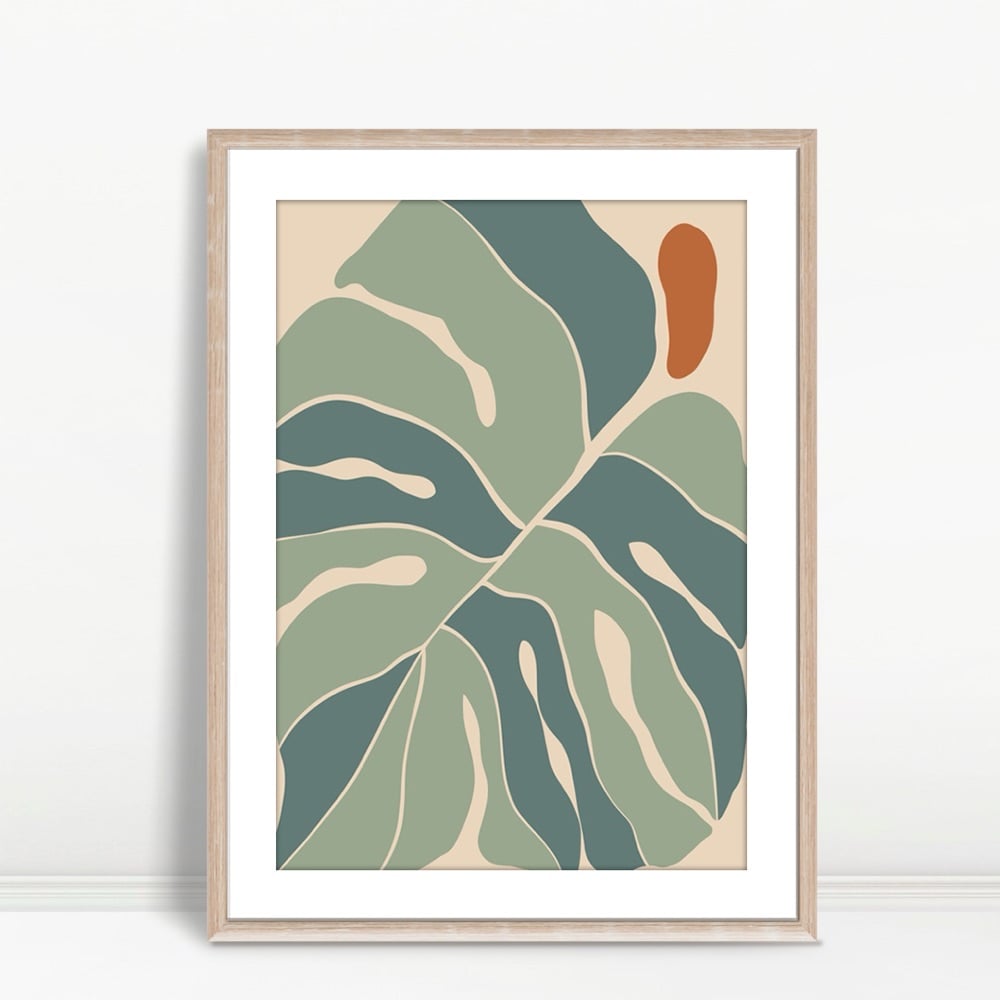 YF Cool Toned Boho Monstera Leaf