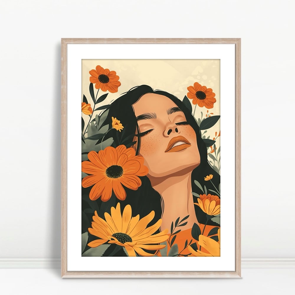 YF Woman Surrounded by Orange Wildflowers