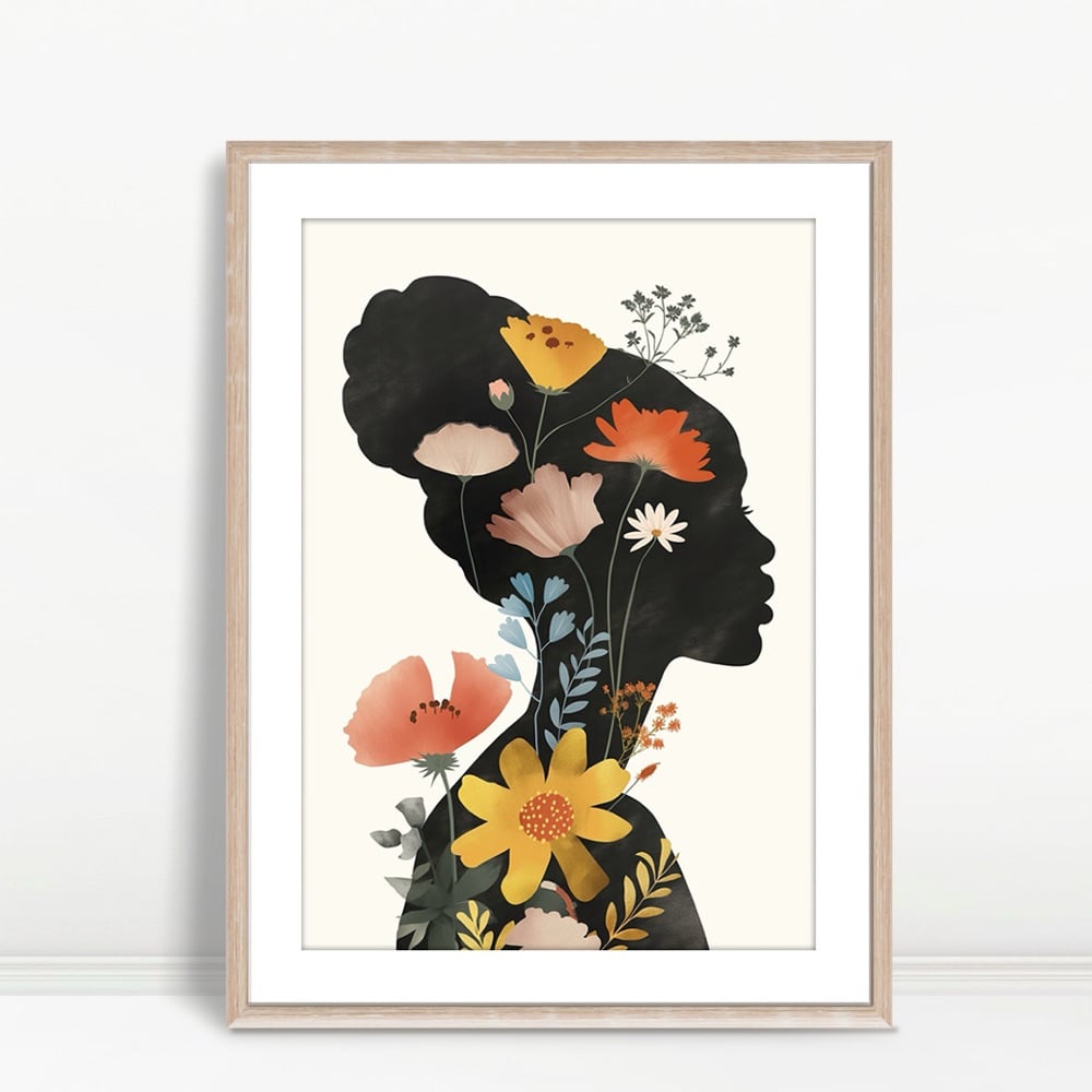 YF Silhouette Woman with Blossoming Florals