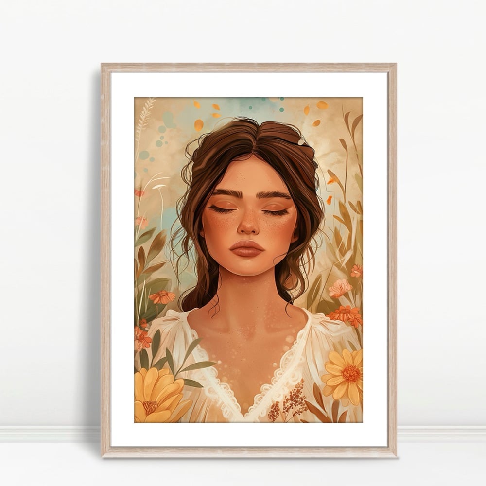 YF Whimsical Boho Woman in Wildflower Meadow