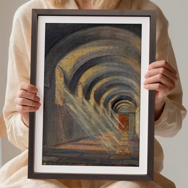 YF Sunlit Rays In Stone Vaulted Hallway