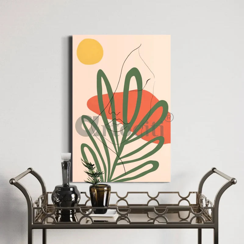 Abstract Plant Sun Moon Girl Face Line Poster Canvas Giclee Print