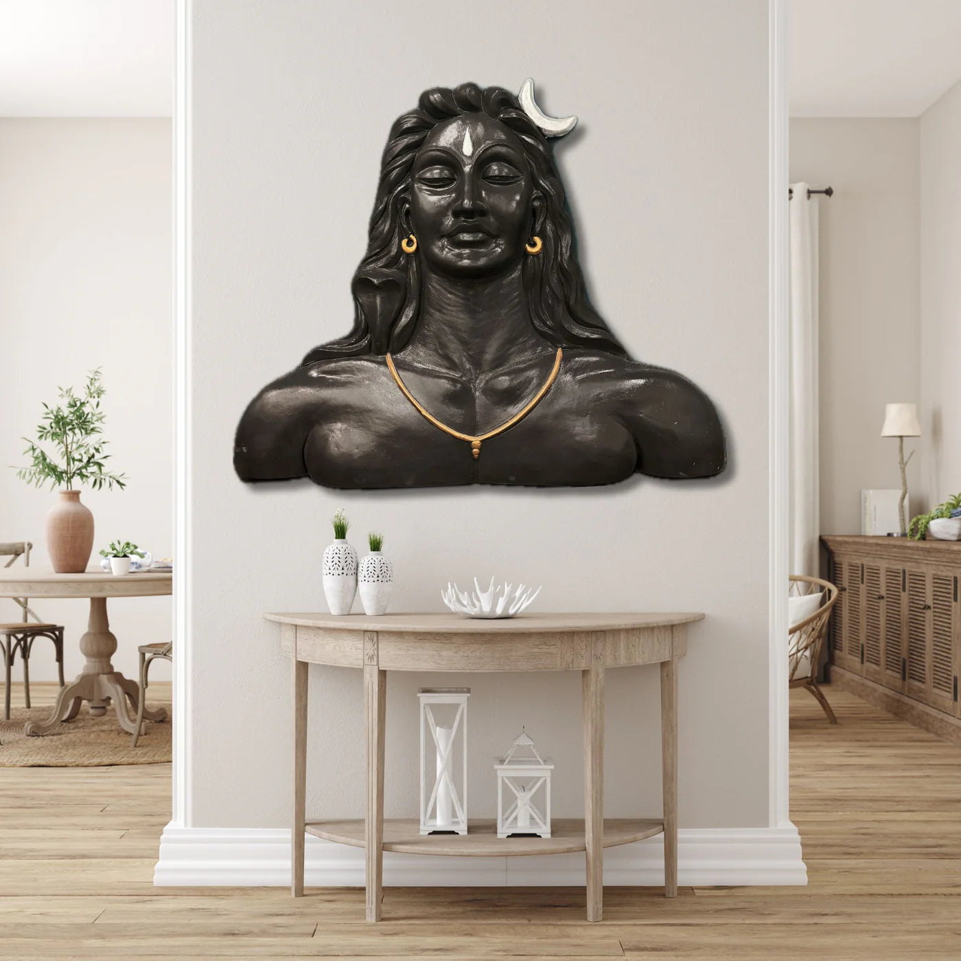 4 Feet Adiyogi (Lord Shiva) 3D Relief Mural Wall Art