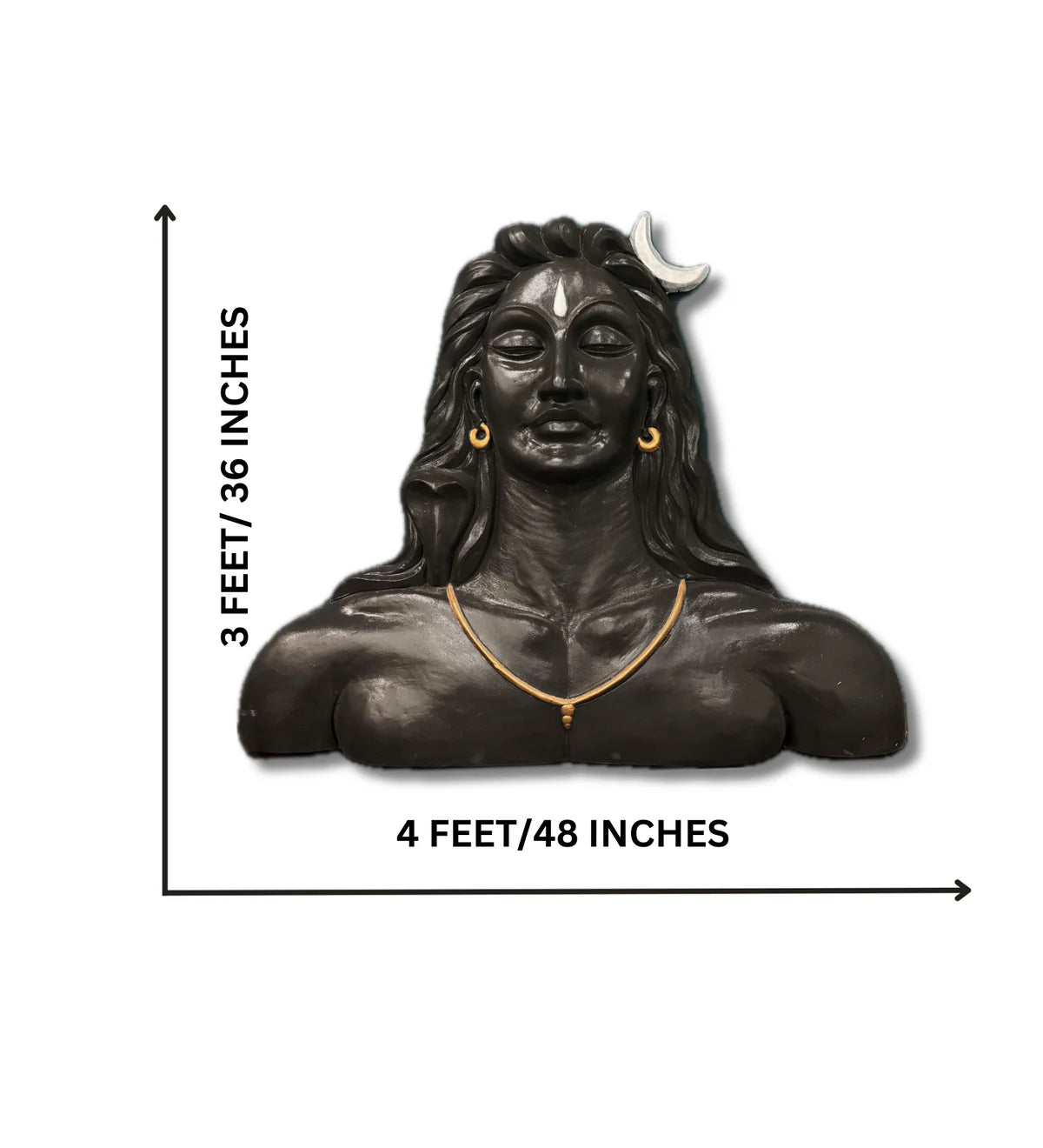 4 Feet Adiyogi (Lord Shiva) 3D Relief Mural Wall Art