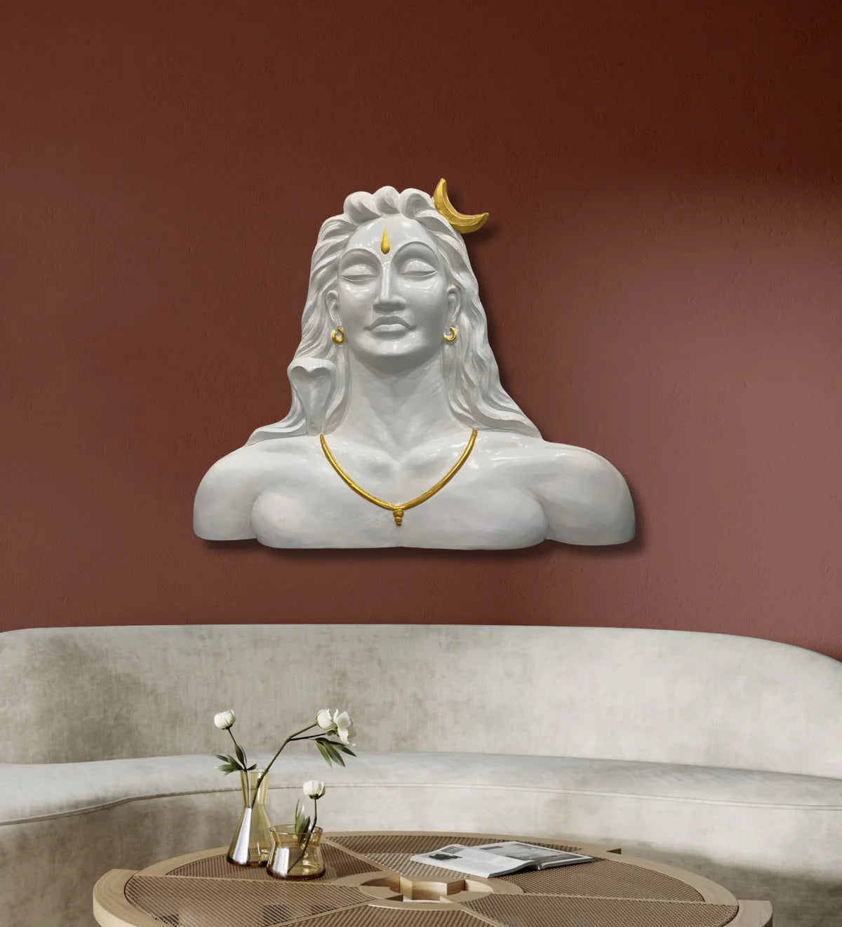 4 Feet Adiyogi (Lord Shiva) 3D Relief Mural Wall Art