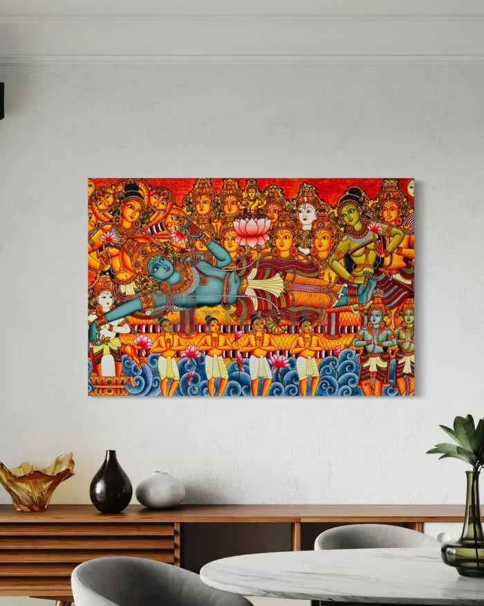 Ananthashayanam Kerala Mural Canvas Giclee Print