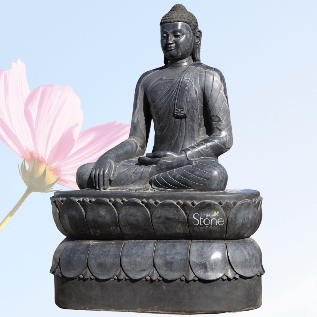 Buddha Statue in Black Marble Stone 70″