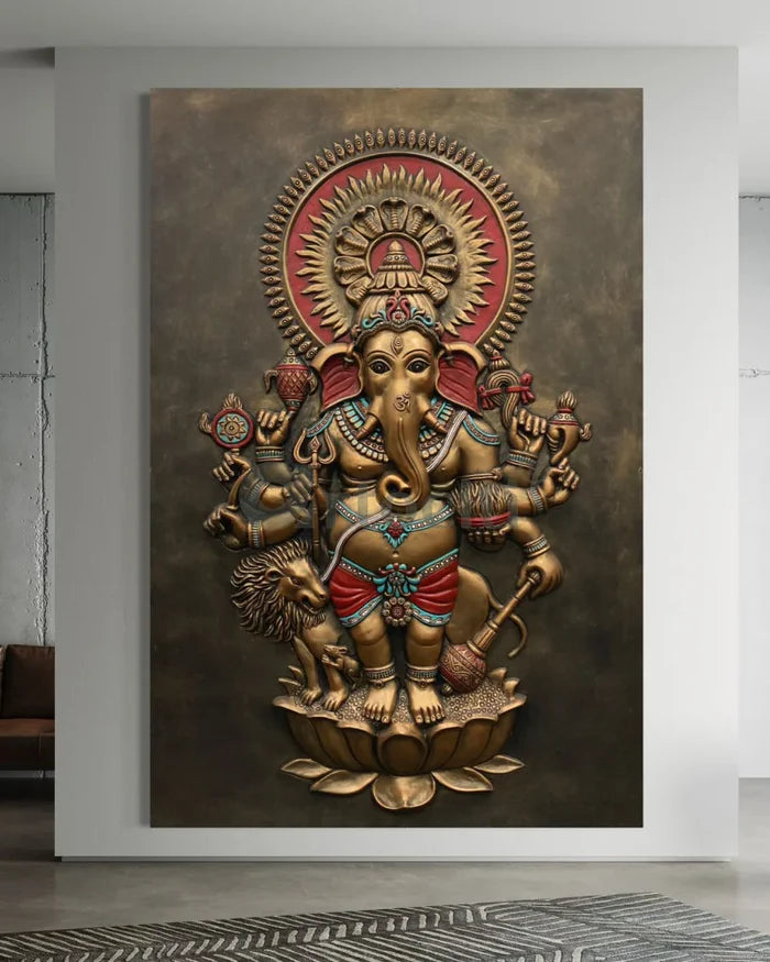 Drishti Ganesha 3D Relief Mural Wall Art