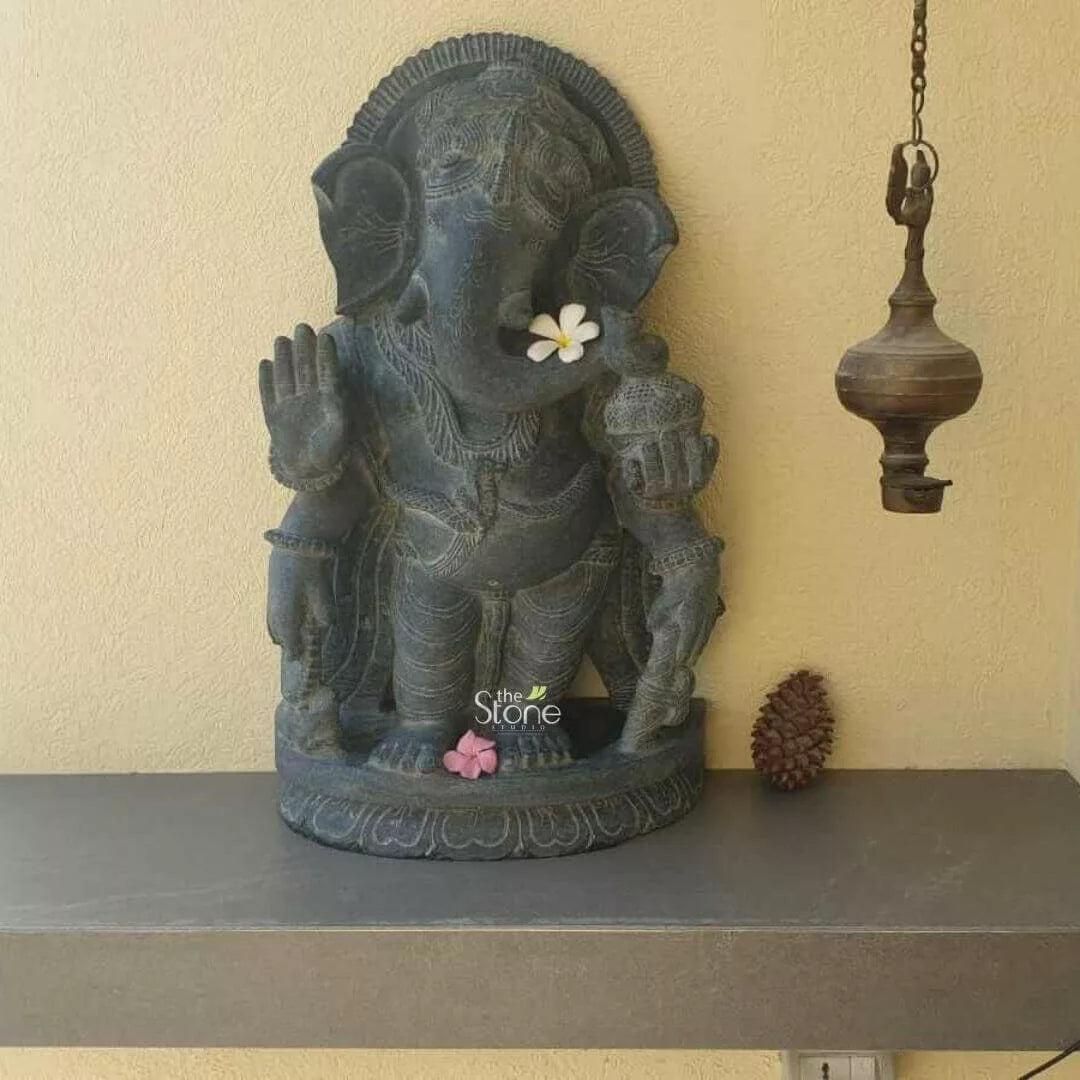 Ganapati Murti Standing Black Stone 24″