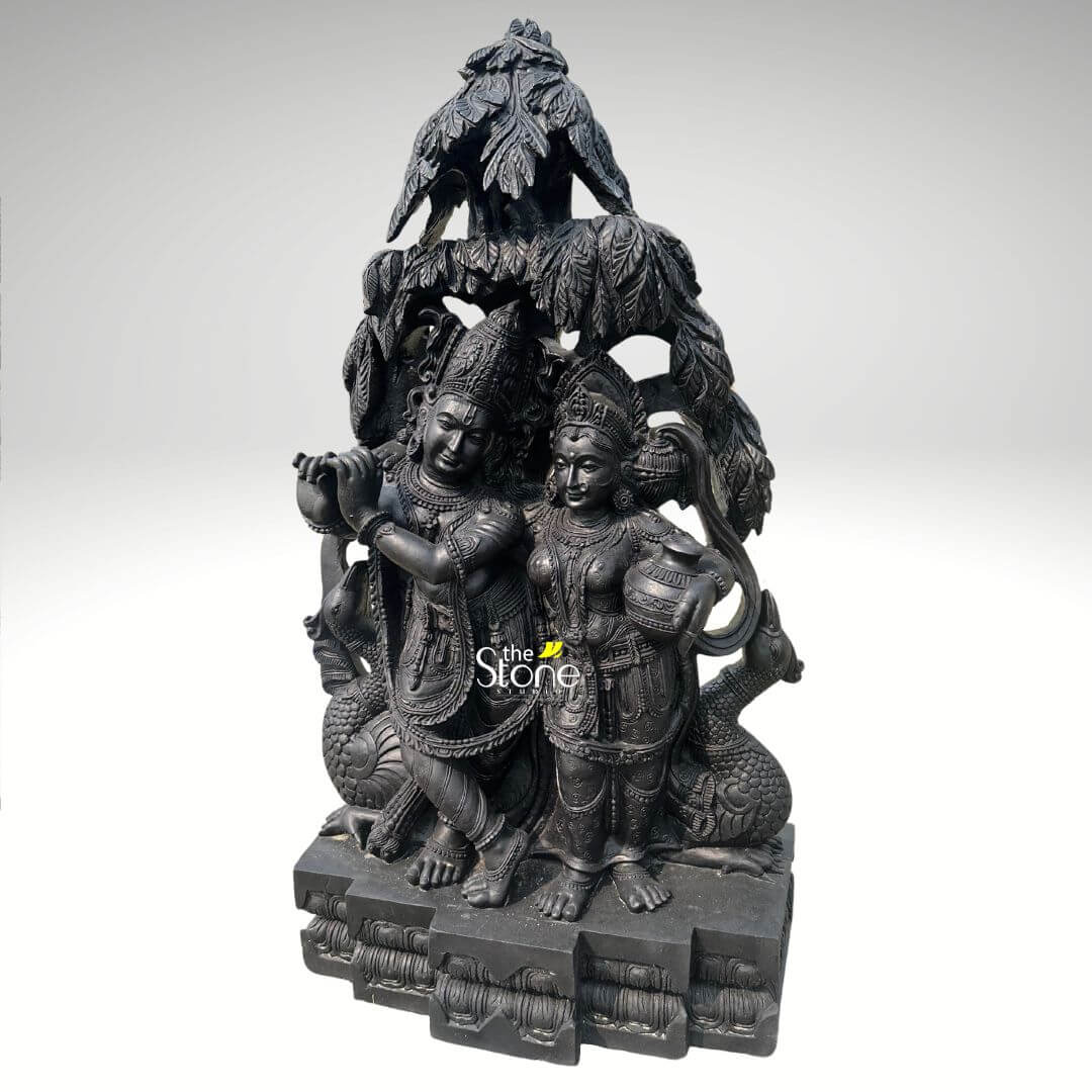 Black Stone Radha Krishna Idol 46″