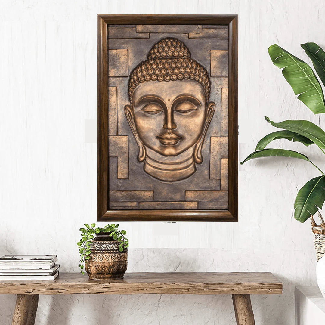 Buddha Bust 3D Relief Mural Wall Art