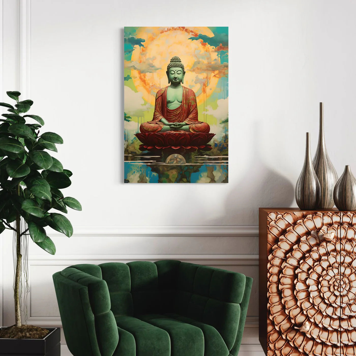 Pastel Serenity Buddha Famous Canvas Painting