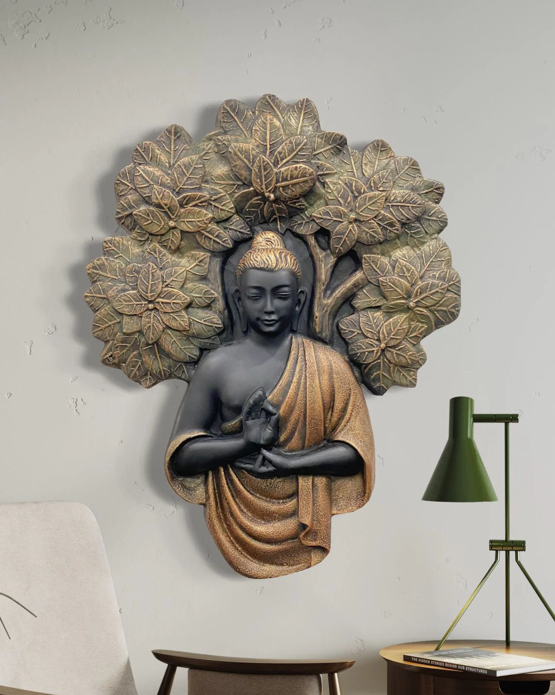 45X36 Inch Blessing Buddha Under Tree 3D Relief Mural Wall Art