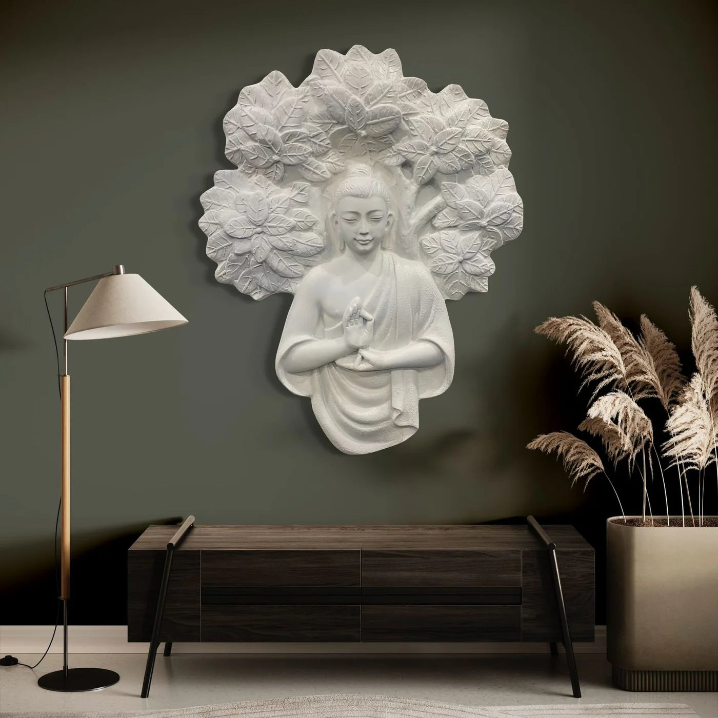 45X36 Inch Blessing Buddha Under Tree 3D Relief Mural Wall Art