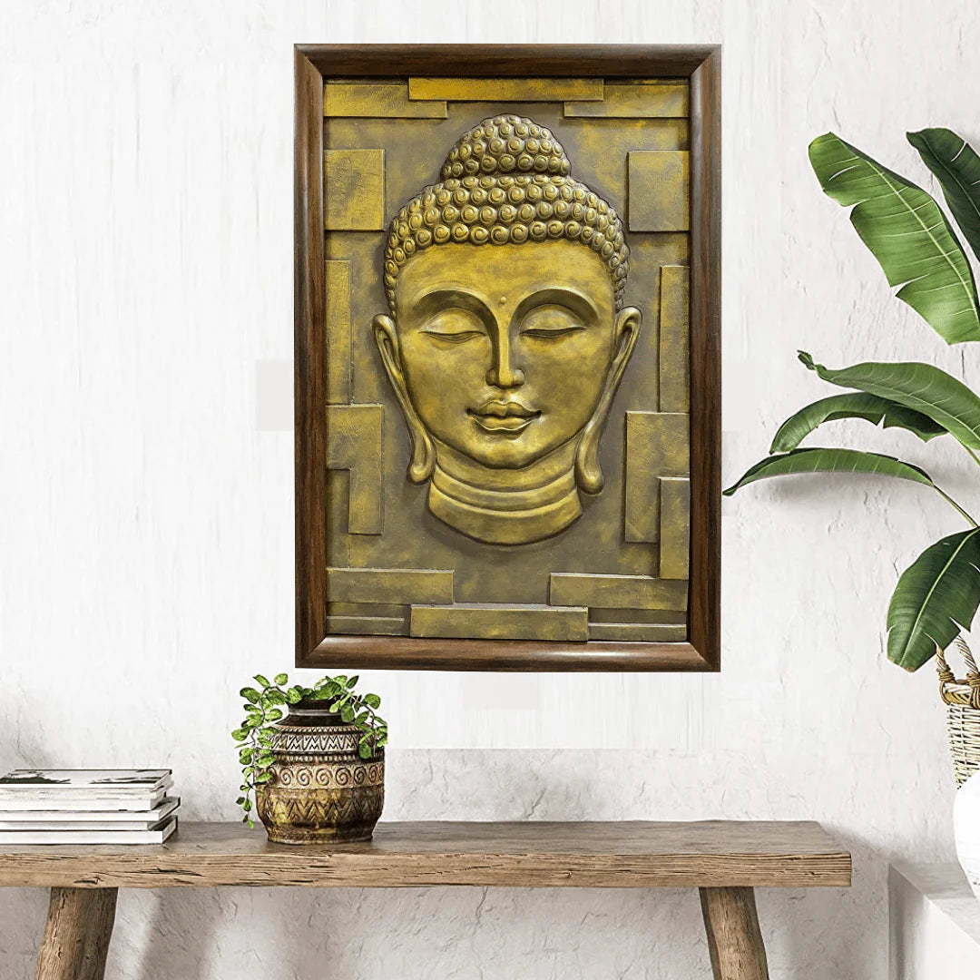 Buddha Bust 3D Relief Mural Wall Art