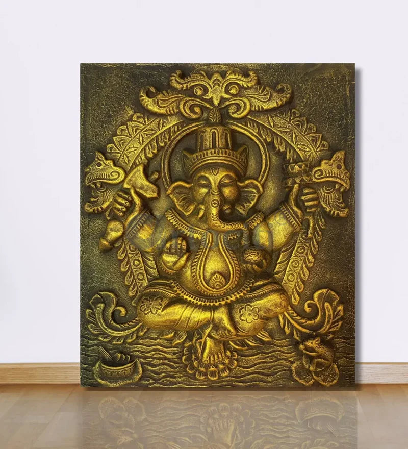 20x16 Inches Lord Ganesha 3D Wall Hanging Relief Mural