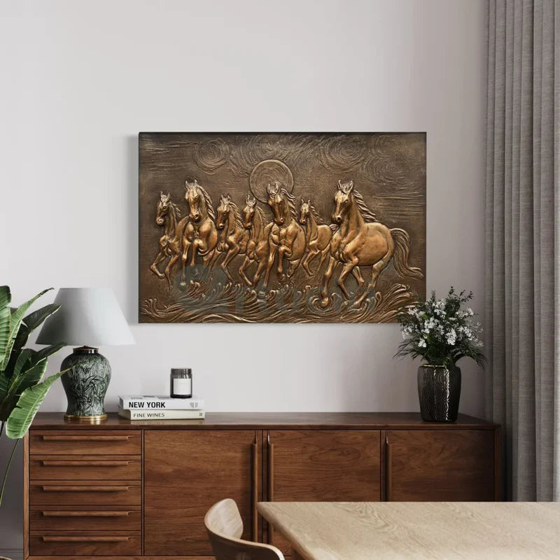 3X2 feet 7 Horse 3D Relief Mural Wall Art