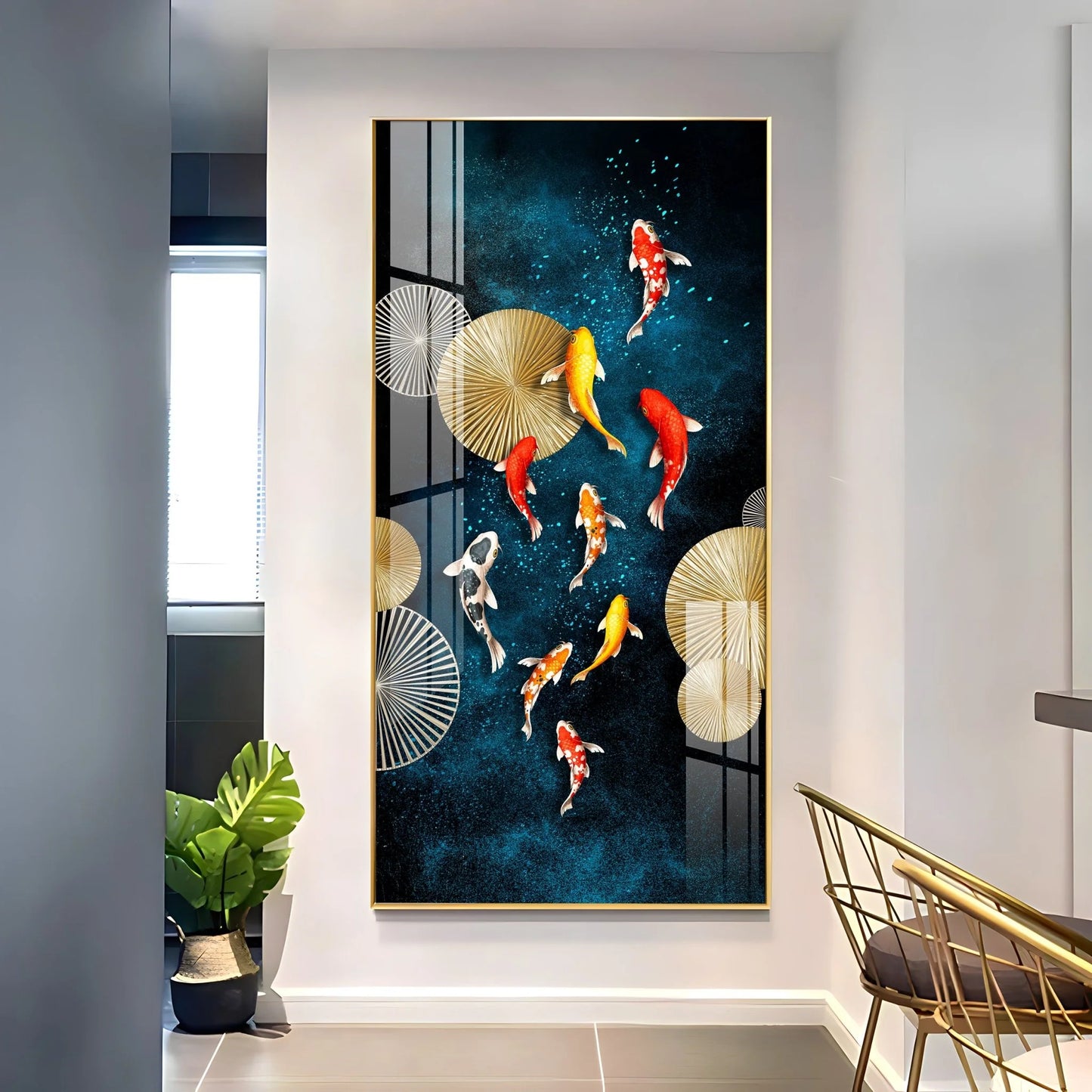 Colourful Koi Fish Premium Acrylic Vertical Wall Art