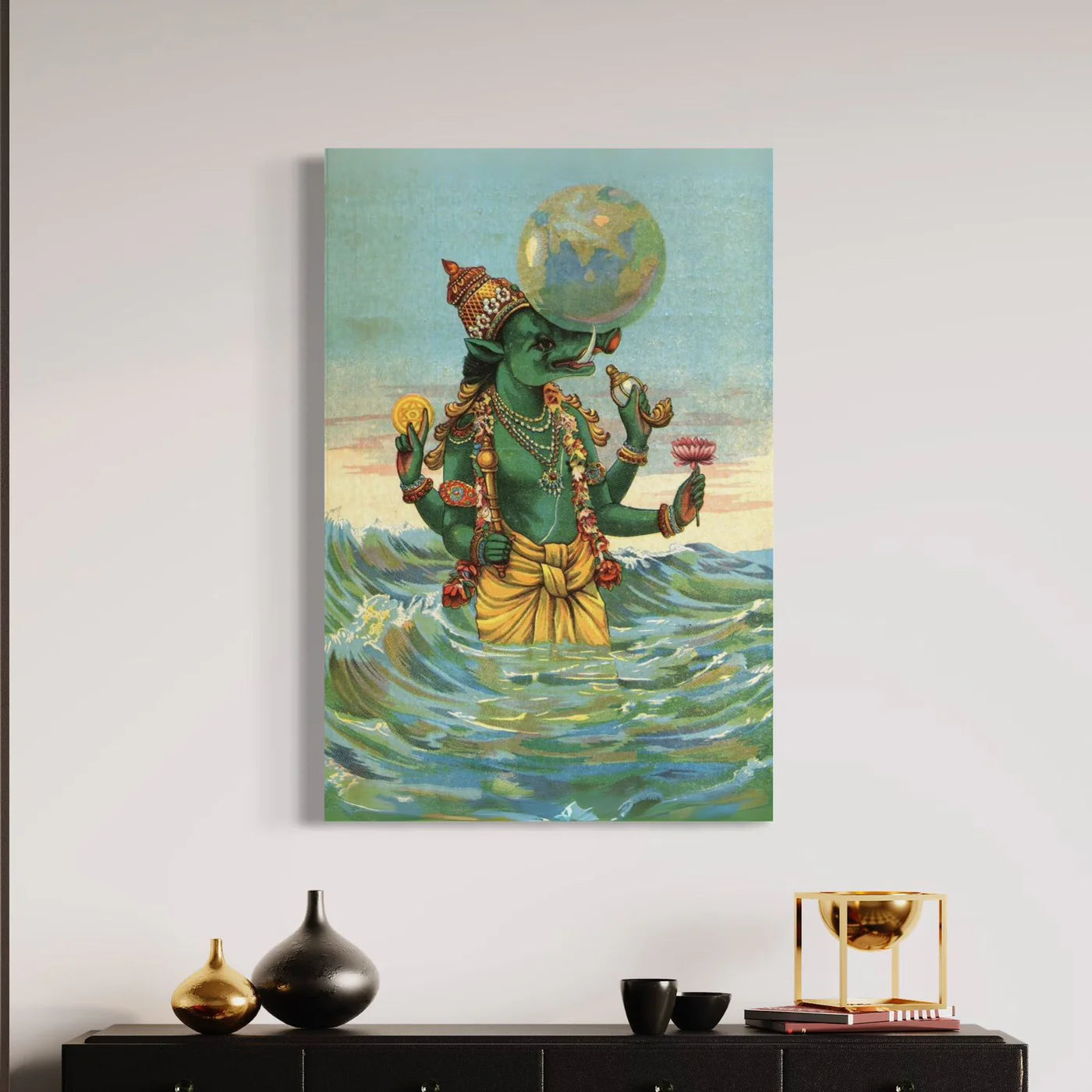 Varaha Avatar The Boar By Raja Ravi Varma Famous Canvas Painting