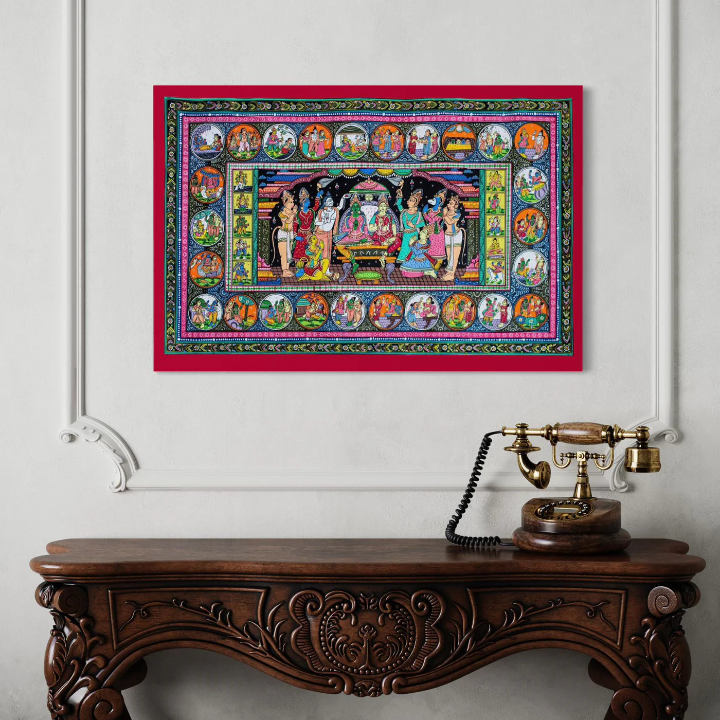 Ram Darbar Pattachitra (Orissa) Art Canvas Giclee Print